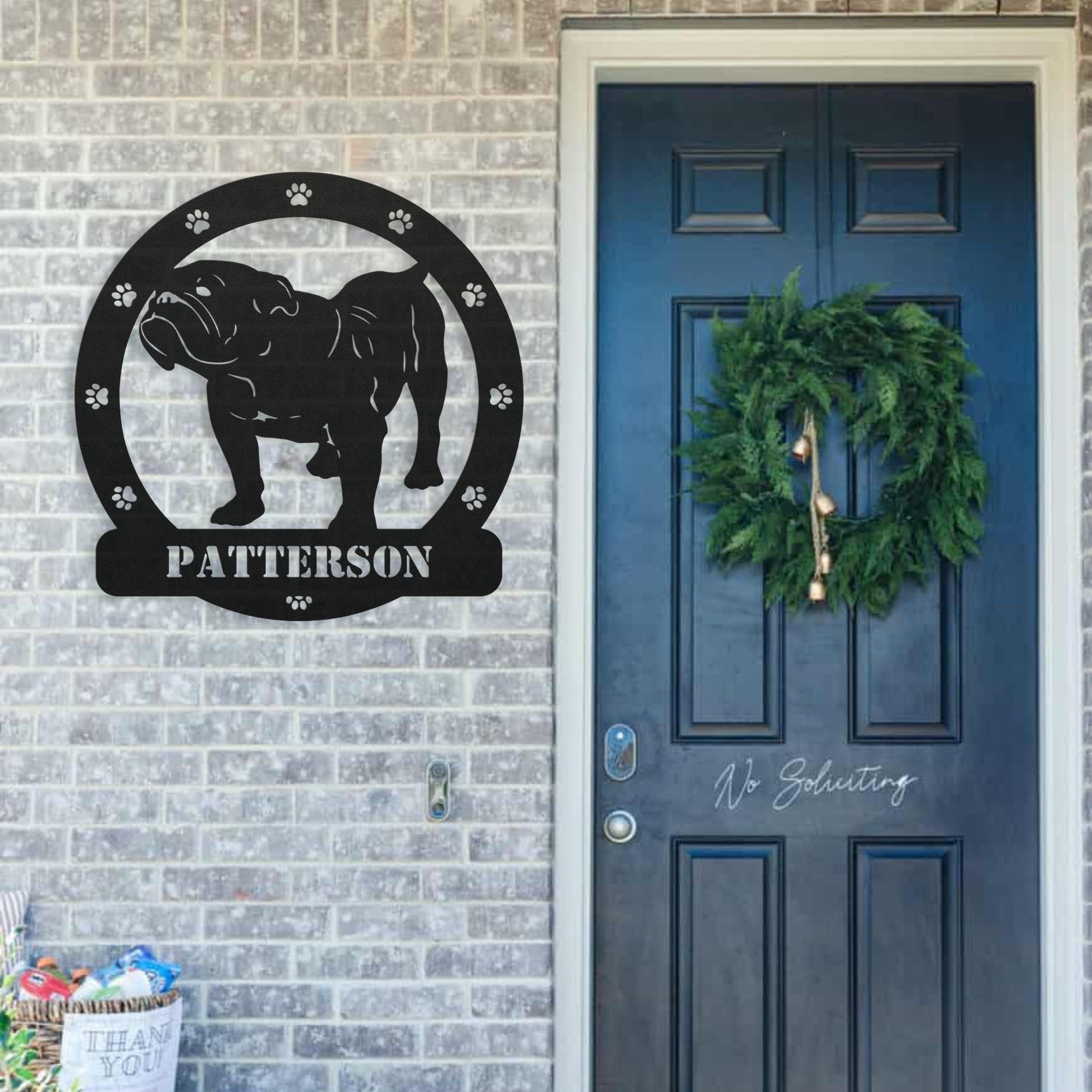 Personalized Bulldog Body Metal Nameplate - BullyBellyMetal Sign