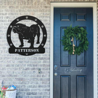 Personalized Bulldog Body Metal Nameplate - BullyBellyMetal Sign