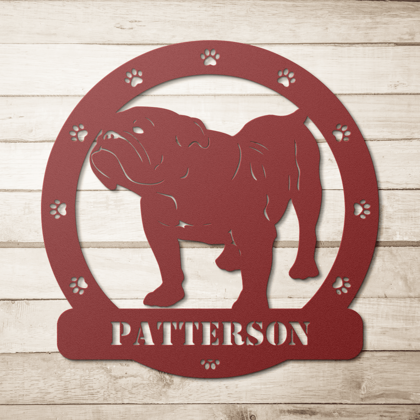 Personalized Bulldog Body Metal Nameplate - BullyBellyMetal Sign