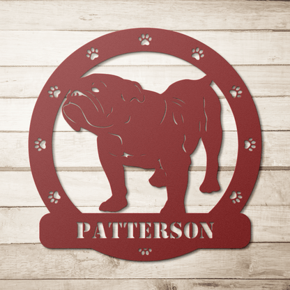 Personalized Bulldog Body Metal Nameplate - BullyBellyMetal Sign