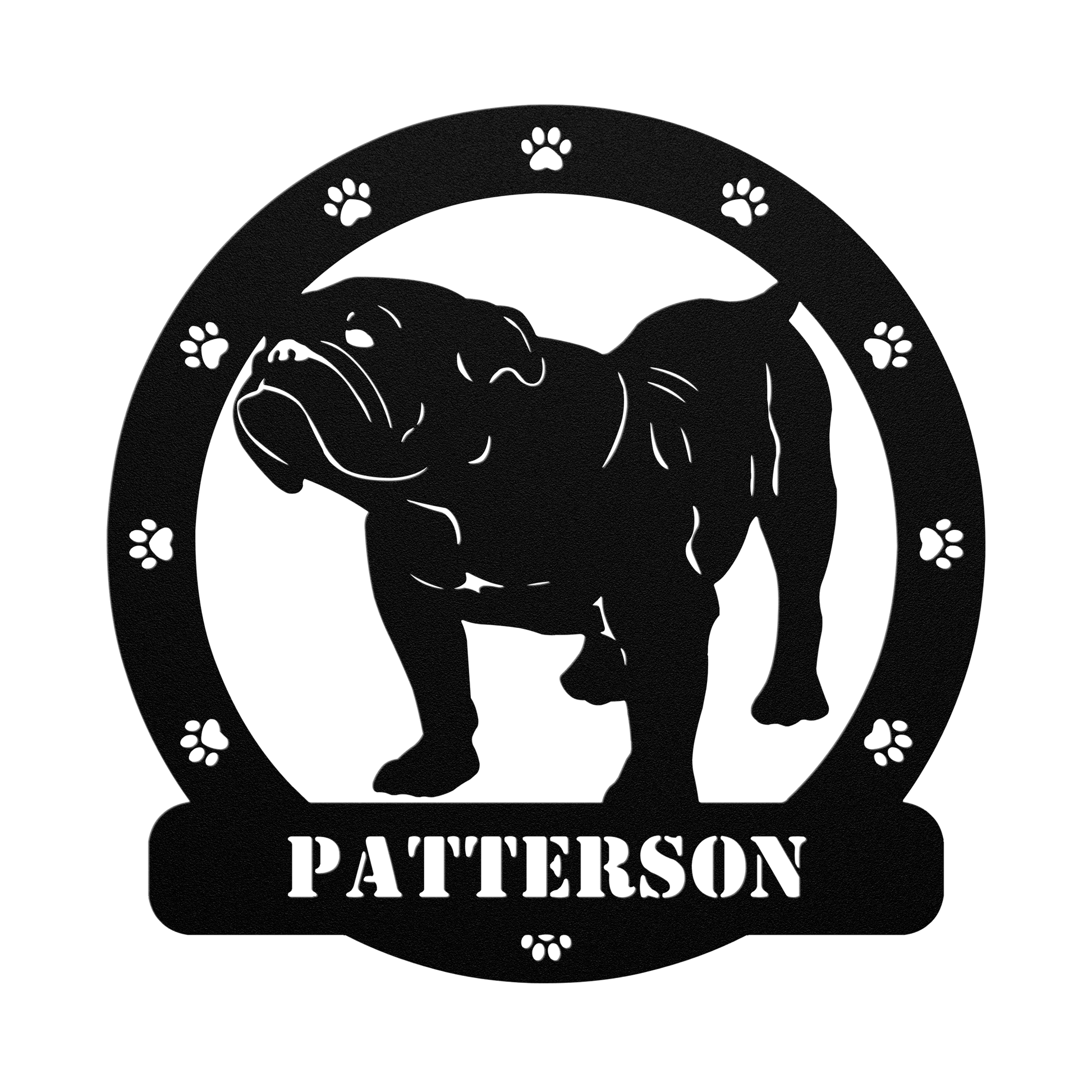 Personalized Bulldog Body Metal Nameplate - BullyBellyMetal Sign