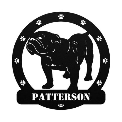 Personalized Bulldog Body Metal Nameplate - BullyBellyMetal Sign