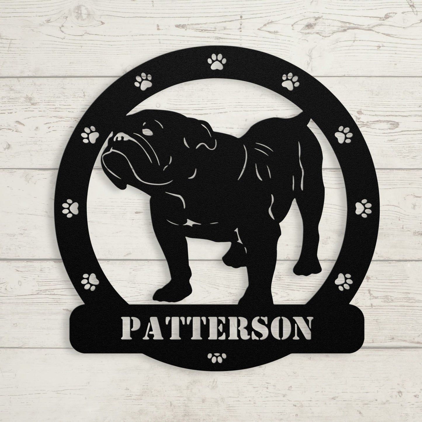 Personalized Bulldog Body Metal Nameplate - BullyBellyMetal Sign