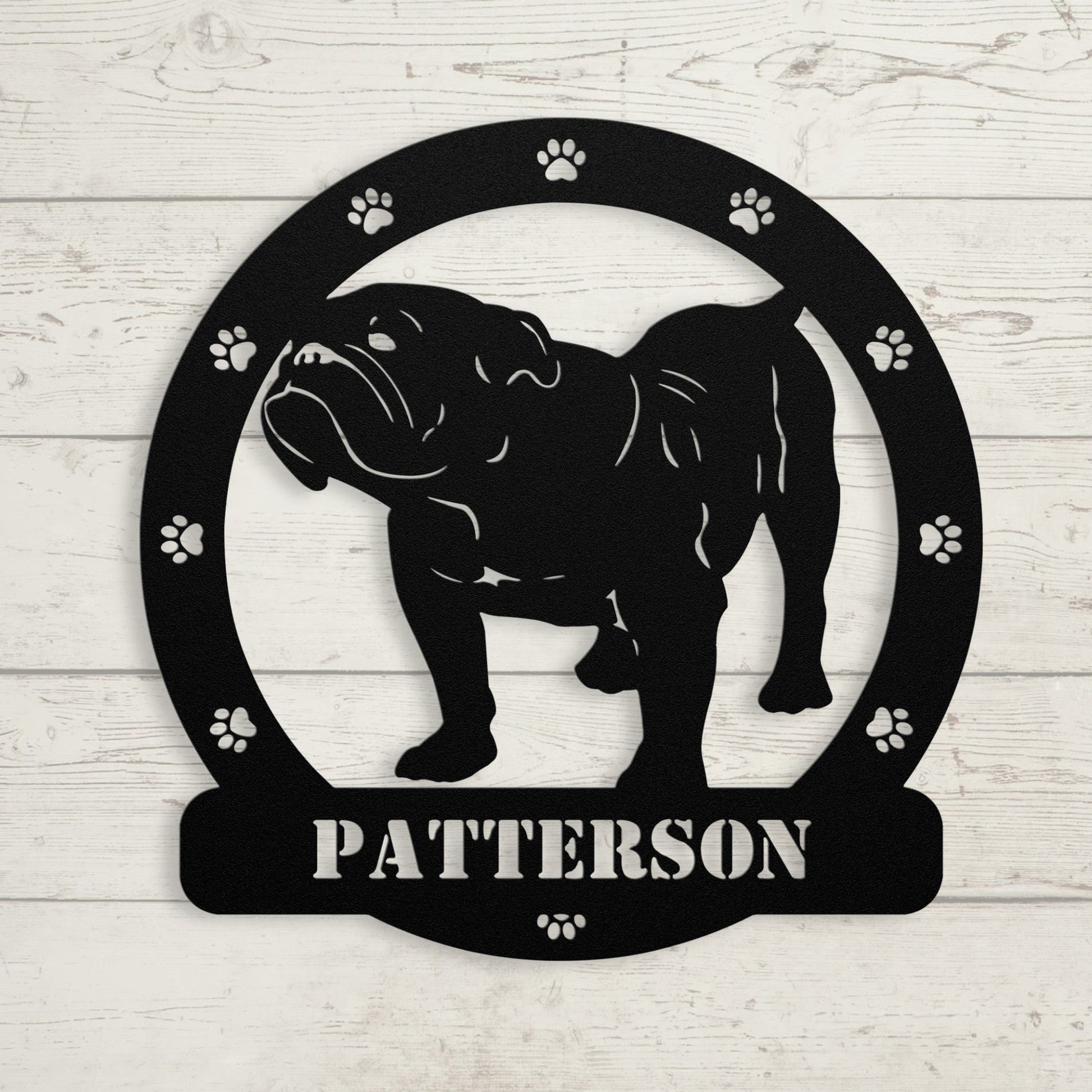 Personalized Bulldog Body Metal Nameplate - BullyBellyMetal Sign