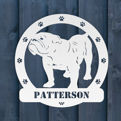 Personalized Bulldog Body Metal Nameplate - BullyBellyMetal Sign