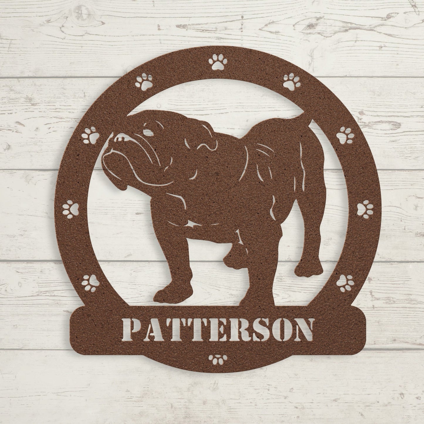 Personalized Bulldog Body Metal Nameplate - BullyBellyMetal Sign