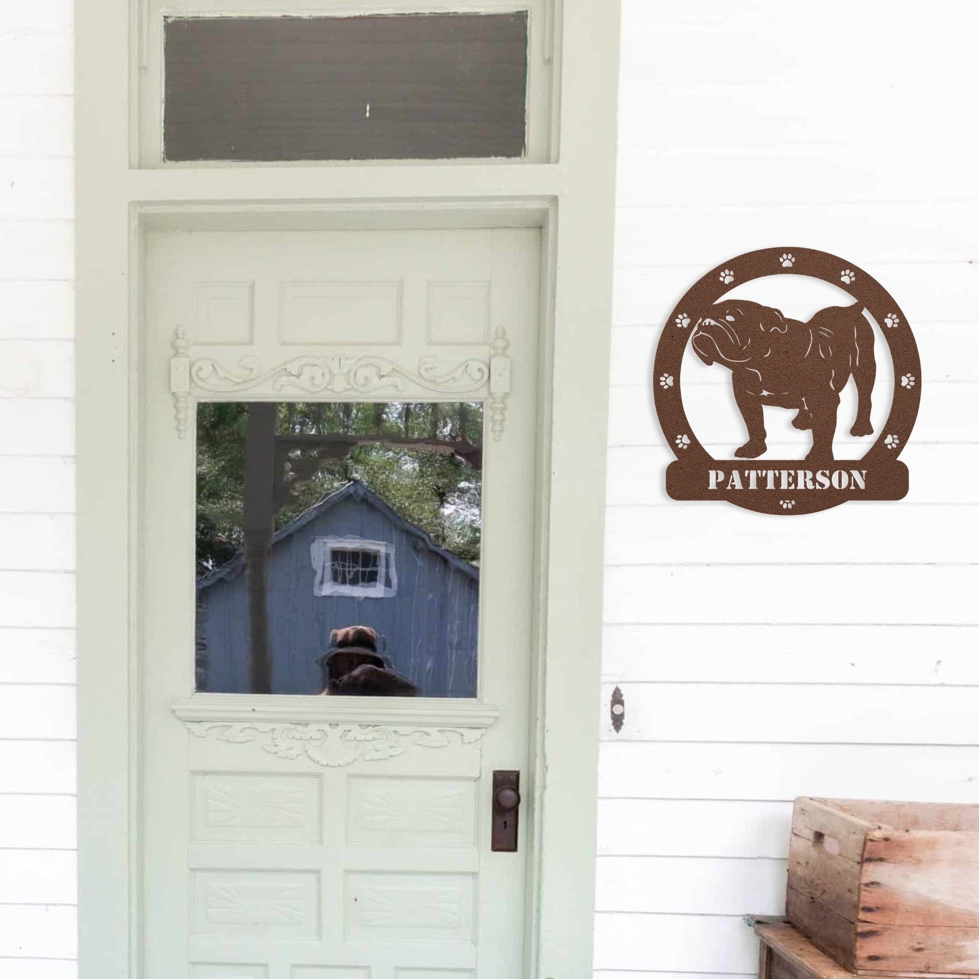 Personalized Bulldog Body Metal Nameplate - BullyBellyMetal Sign