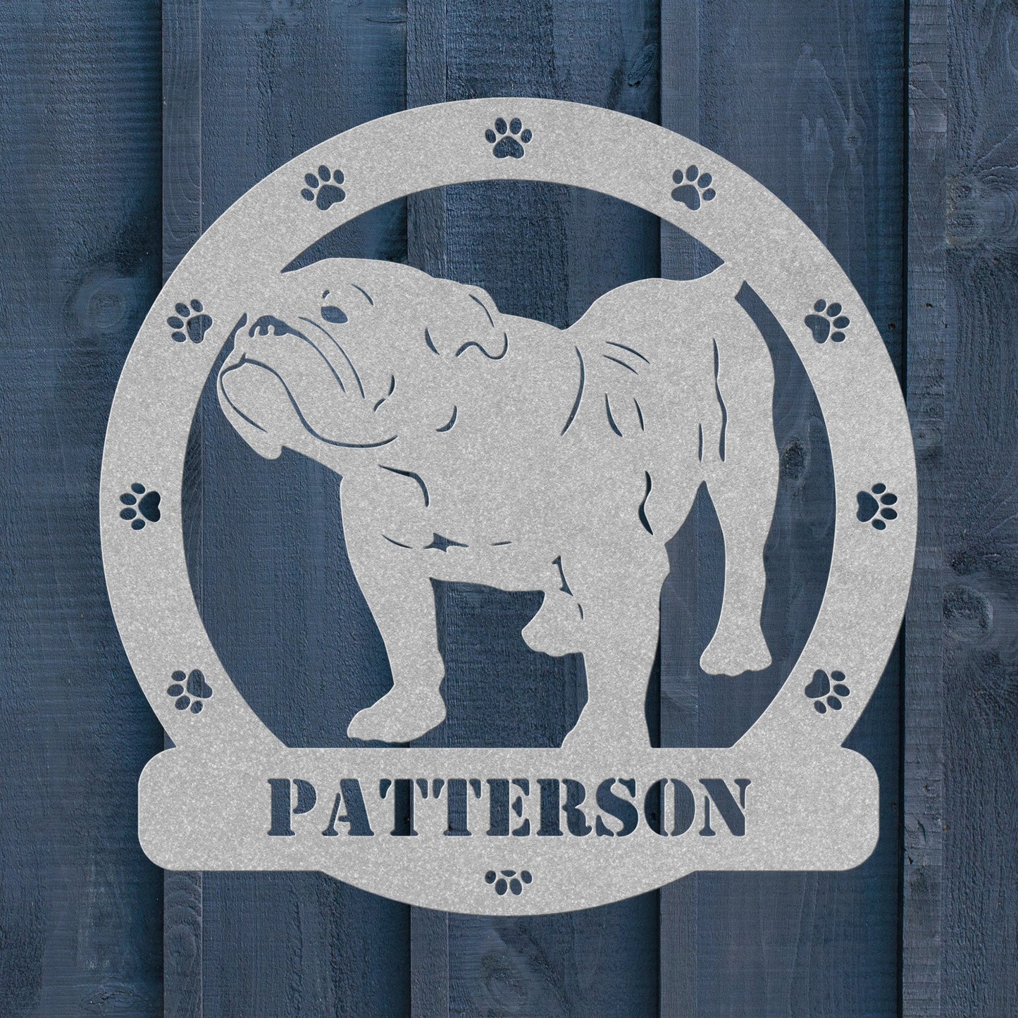 Personalized Bulldog Body Metal Nameplate - BullyBellyMetal Sign