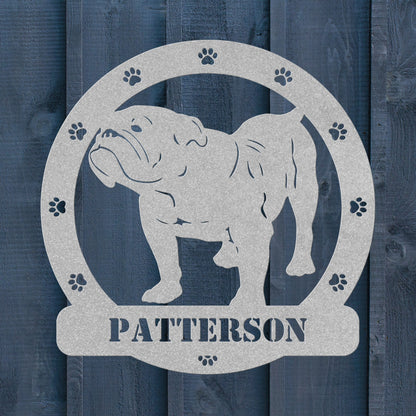 Personalized Bulldog Body Metal Nameplate - BullyBellyMetal Sign
