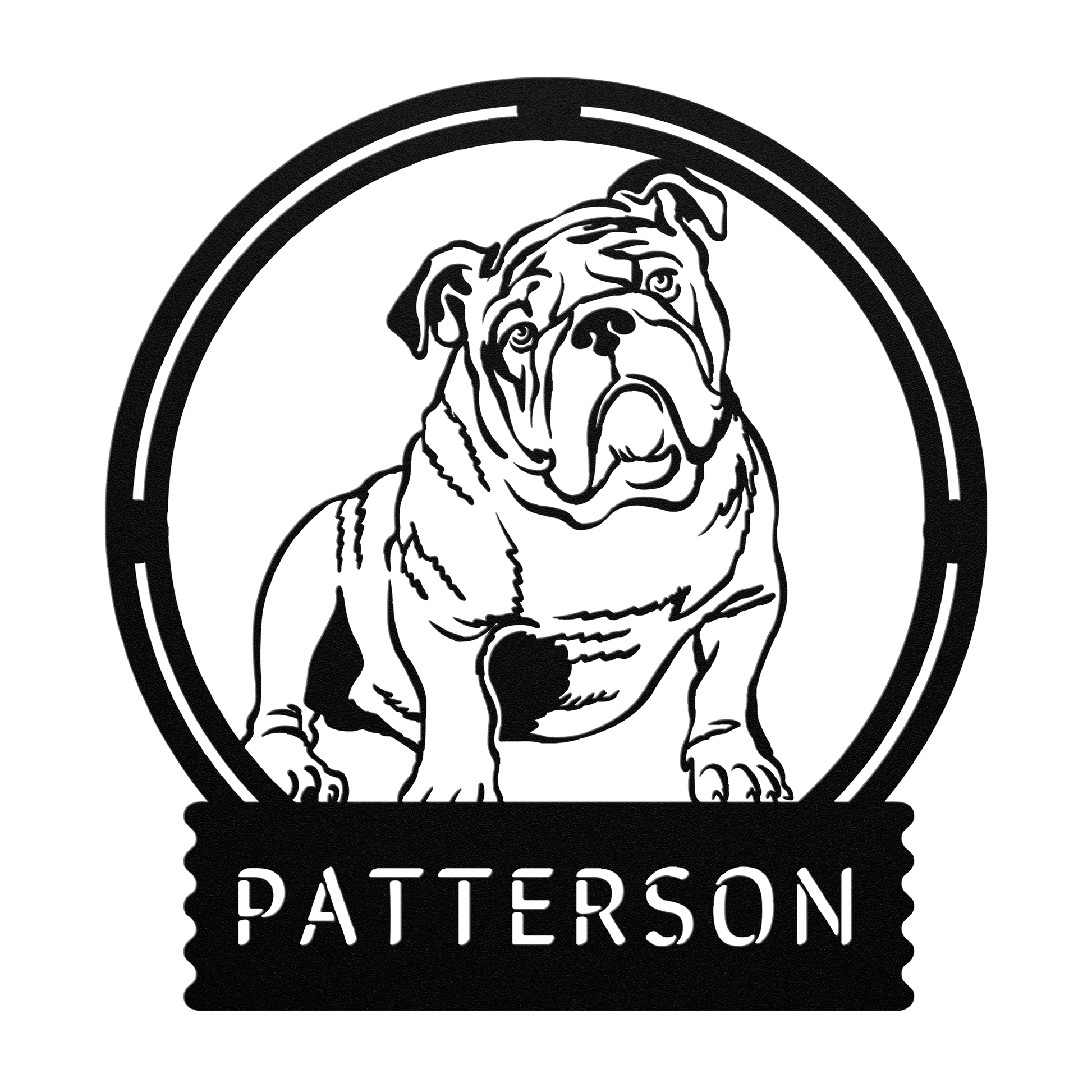 Personalized Bulldog Full Body Wall Sign - BullyBellyMetal Sign