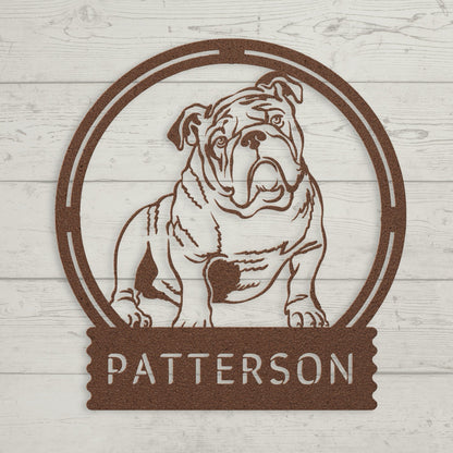 Personalized Bulldog Full Body Wall Sign - BullyBellyMetal Sign