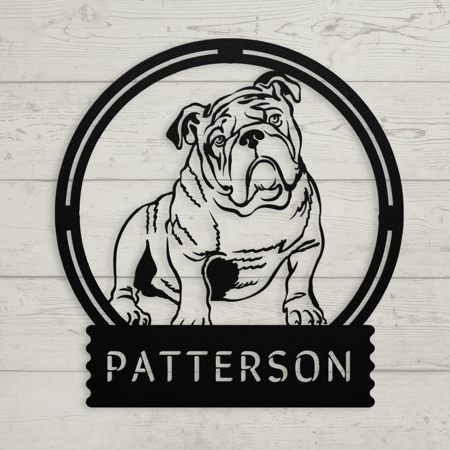 Personalized Bulldog Full Body Wall Sign - BullyBellyMetal Sign