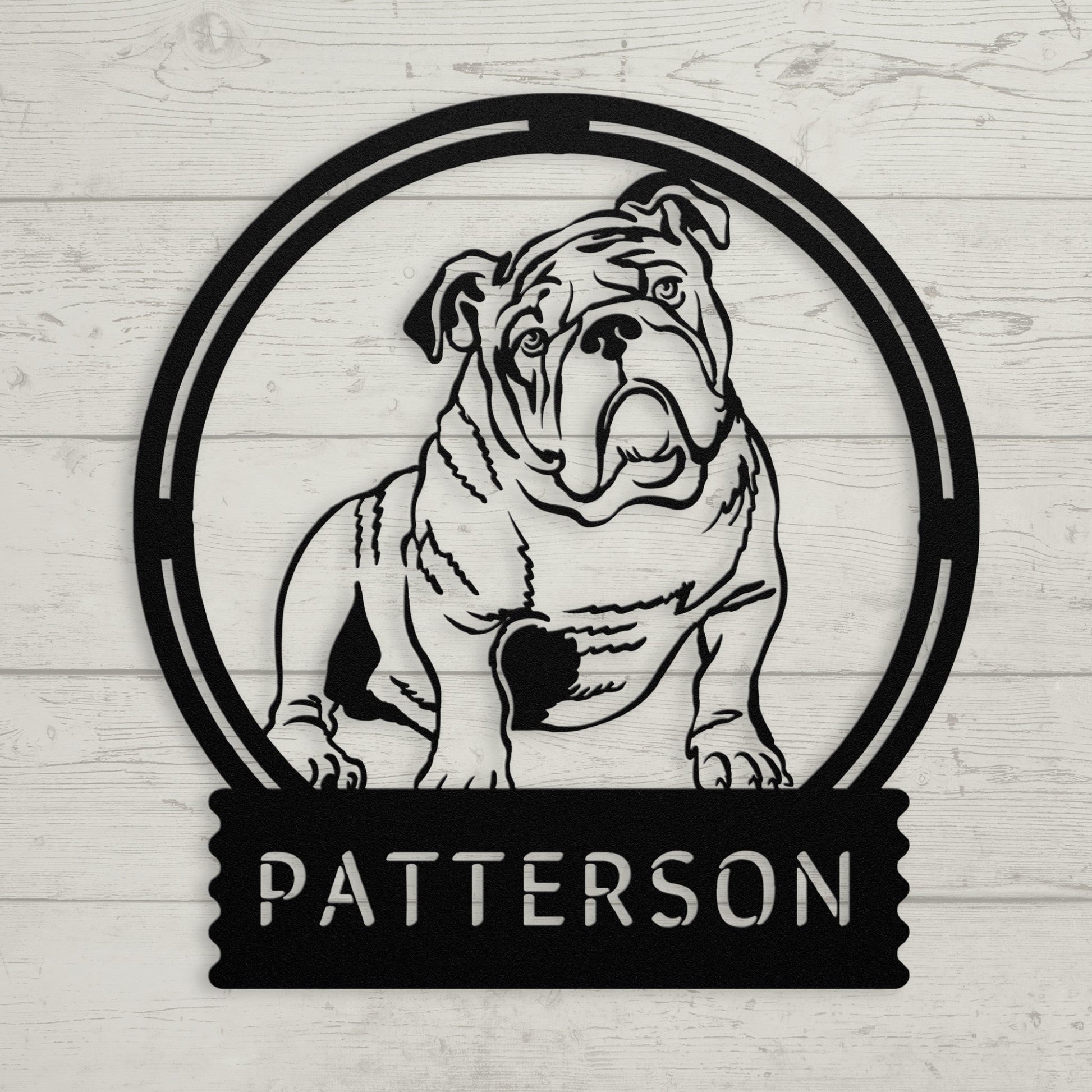 Personalized Bulldog Full Body Wall Sign - BullyBellyMetal Sign