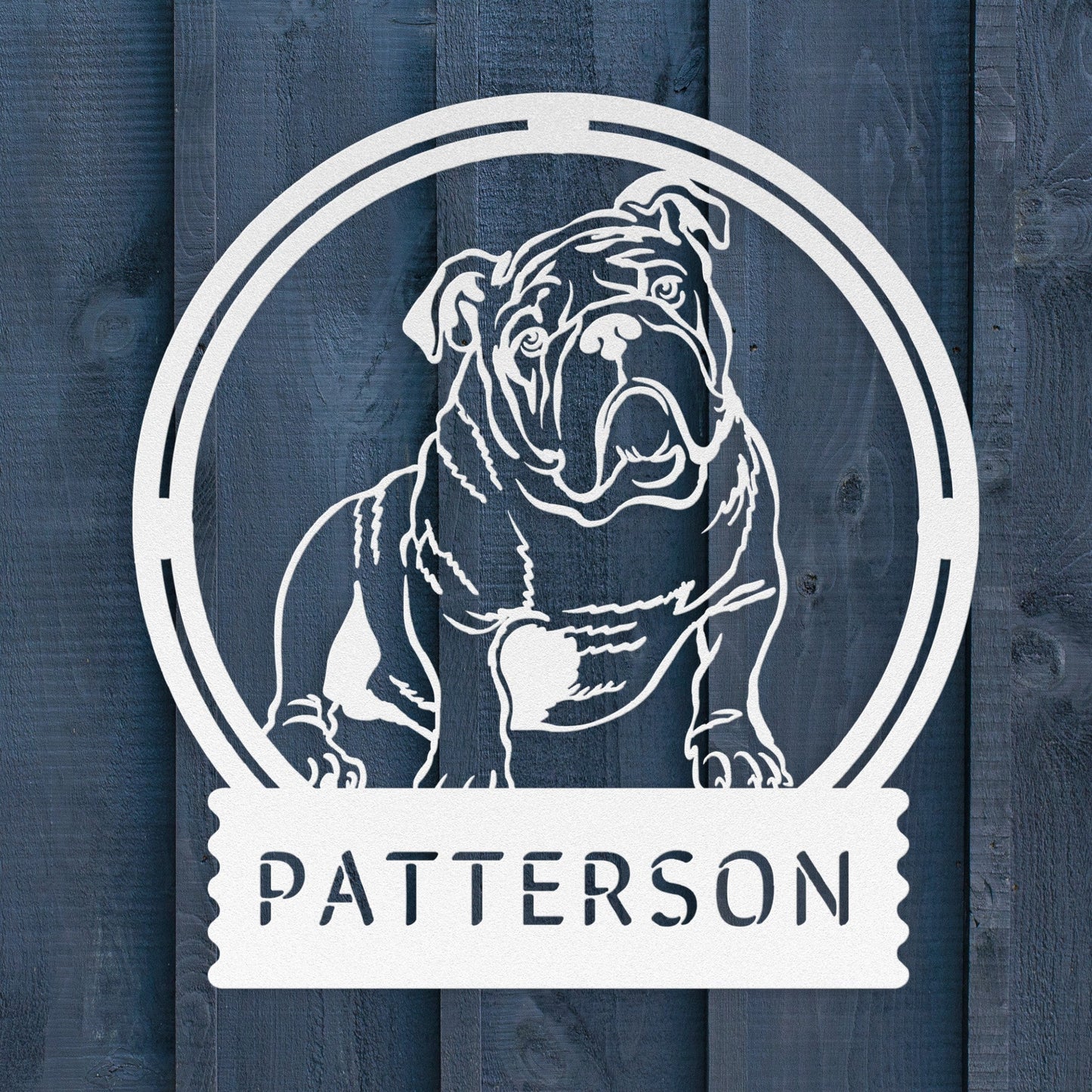 Personalized Bulldog Full Body Wall Sign - BullyBellyMetal Sign