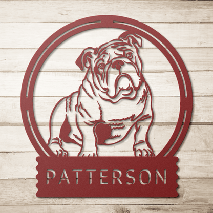 Personalized Bulldog Full Body Wall Sign - BullyBellyMetal Sign