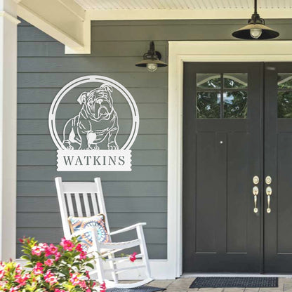 Personalized Bulldog Full Body Wall Sign - BullyBellyMetal Sign