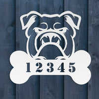 Personalized Bulldog House Number Sign - BullyBellyMetal Sign