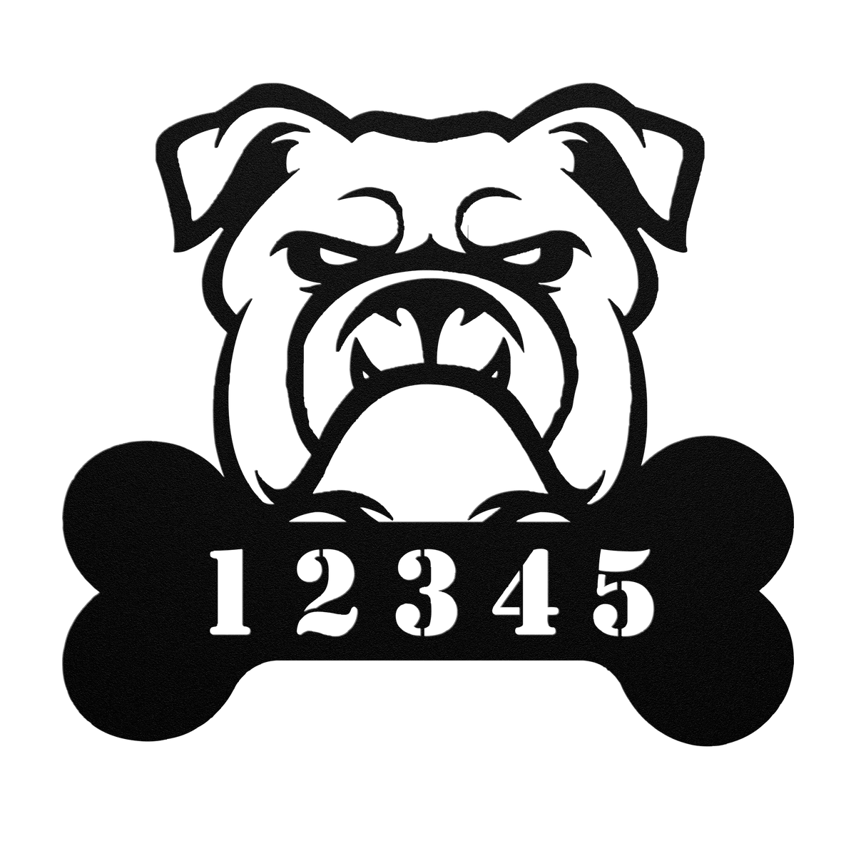 Personalized Bulldog House Number Sign - BullyBellyMetal Sign