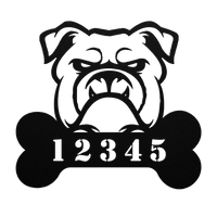 Personalized Bulldog House Number Sign - BullyBellyMetal Sign