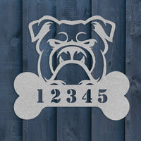 Personalized Bulldog House Number Sign - BullyBellyMetal Sign