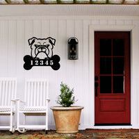 Personalized Bulldog House Number Sign - BullyBellyMetal Sign