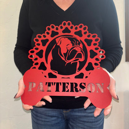 Personalized Bully and Paws Metal Nameplate - BullyBellyMetal Sign