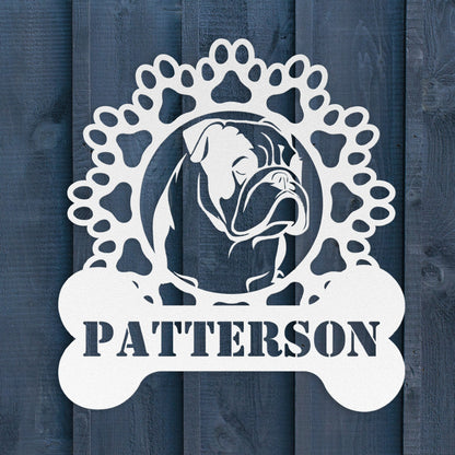 Personalized Bully and Paws Metal Nameplate - BullyBellyMetal Sign