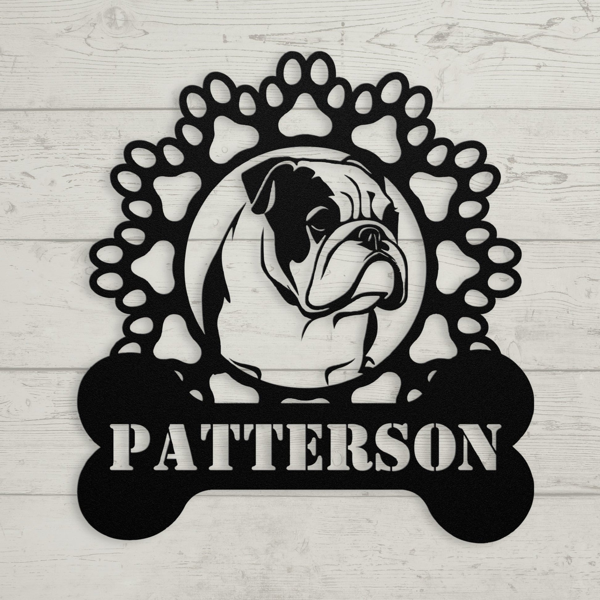 Personalized Bully and Paws Metal Nameplate - BullyBellyMetal Sign