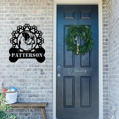 Personalized Bully and Paws Metal Nameplate - BullyBellyMetal Sign
