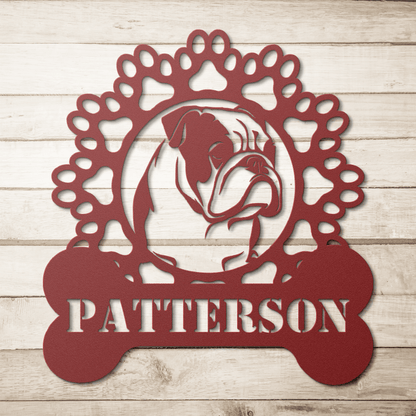Personalized Bully and Paws Metal Nameplate - BullyBellyMetal Sign