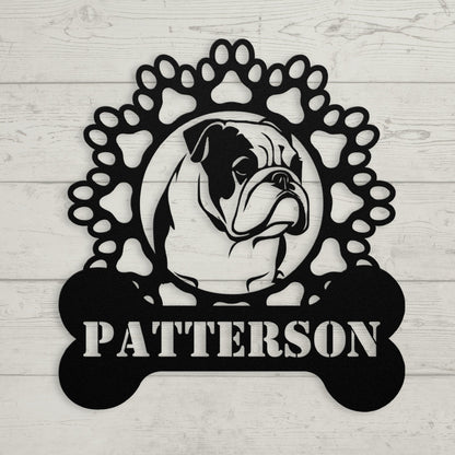 Personalized Bully and Paws Metal Nameplate - BullyBellyMetal Sign