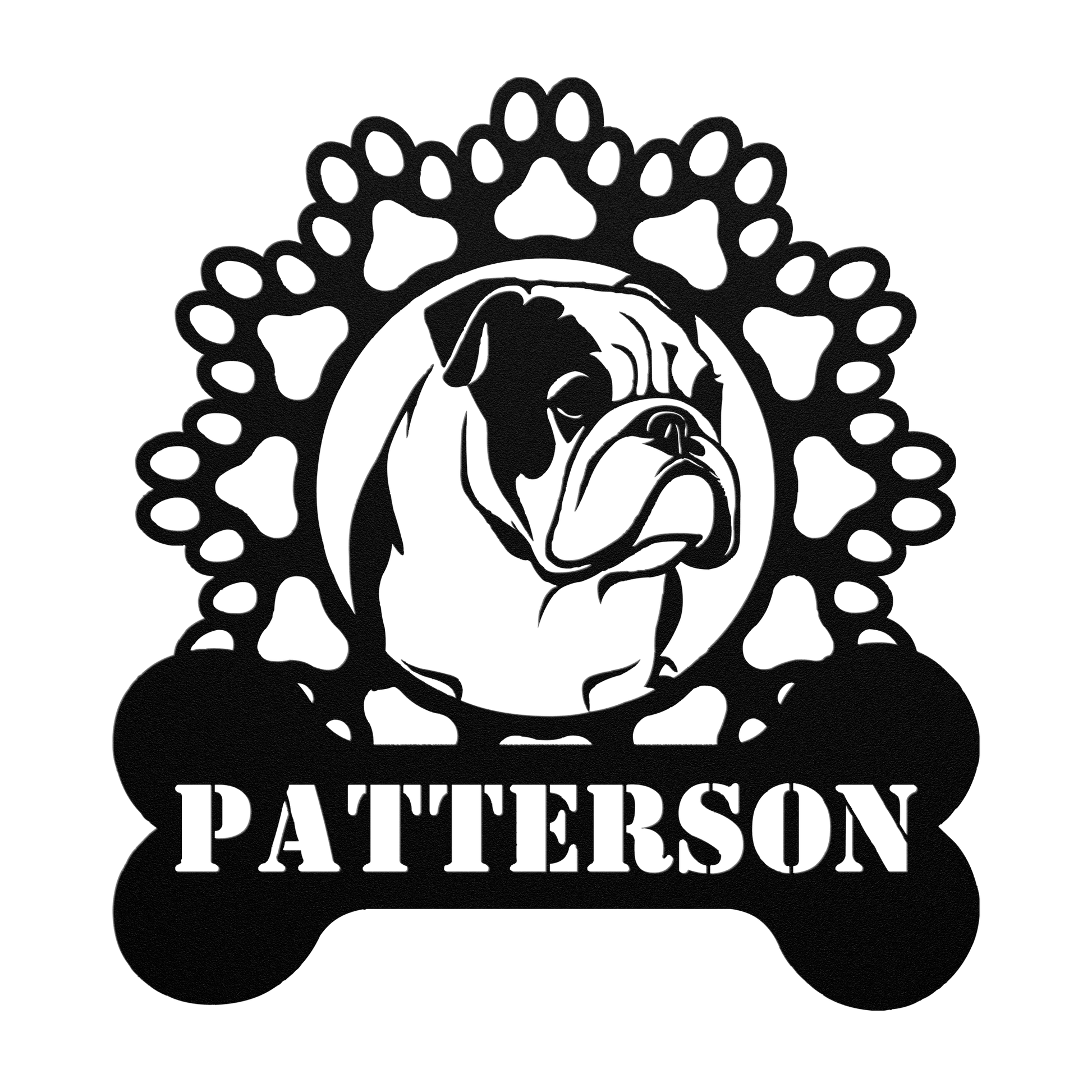 Personalized Bully and Paws Metal Nameplate - BullyBellyMetal Sign