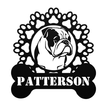 Personalized Bully and Paws Metal Nameplate - BullyBellyMetal Sign