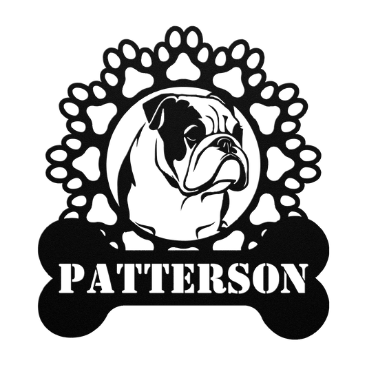 Personalized Bully and Paws Metal Nameplate - BullyBellyMetal Sign