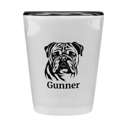 Personalized English Bulldog Shot Glass – Custom Name Ceramic 1.5 oz Keepsake - BullyBellyDrinkware
