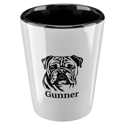 Personalized English Bulldog Shot Glass – Custom Name Ceramic 1.5 oz Keepsake - BullyBellyDrinkware