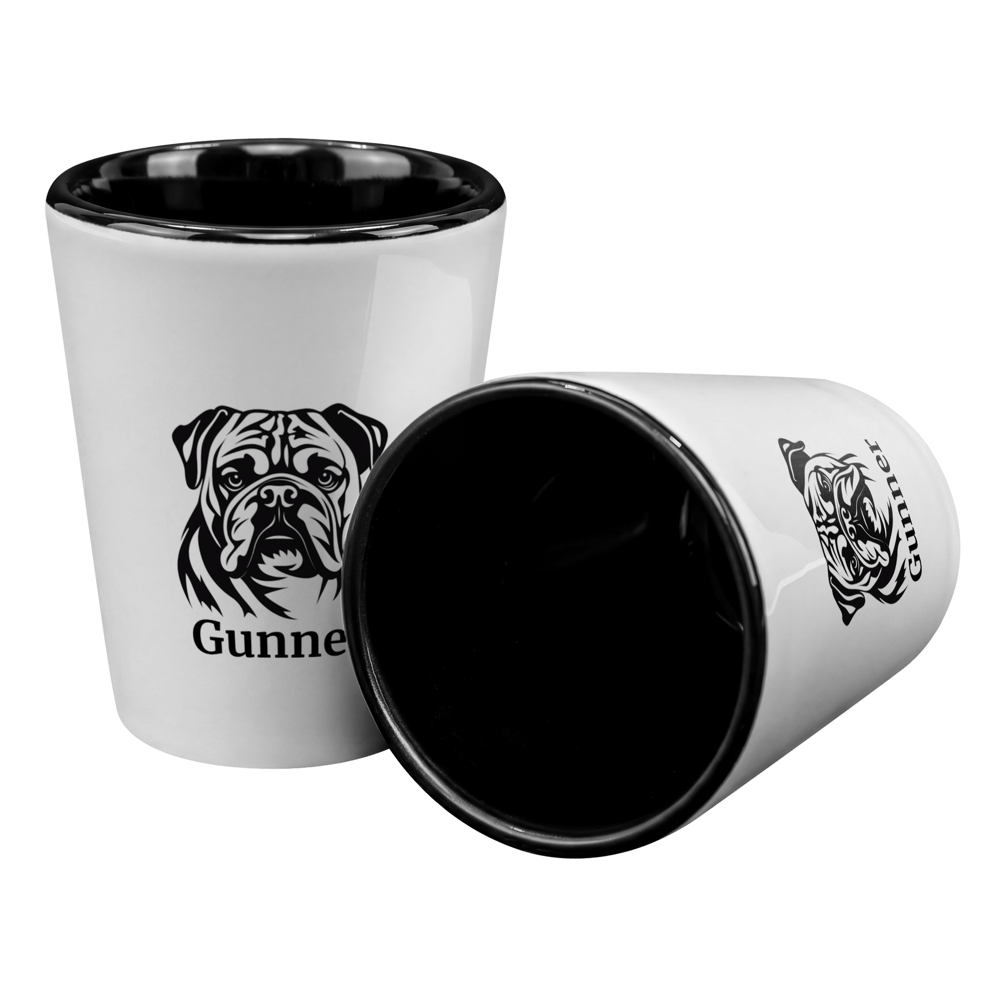 Personalized English Bulldog Shot Glass – Custom Name Ceramic 1.5 oz Keepsake - BullyBellyDrinkware
