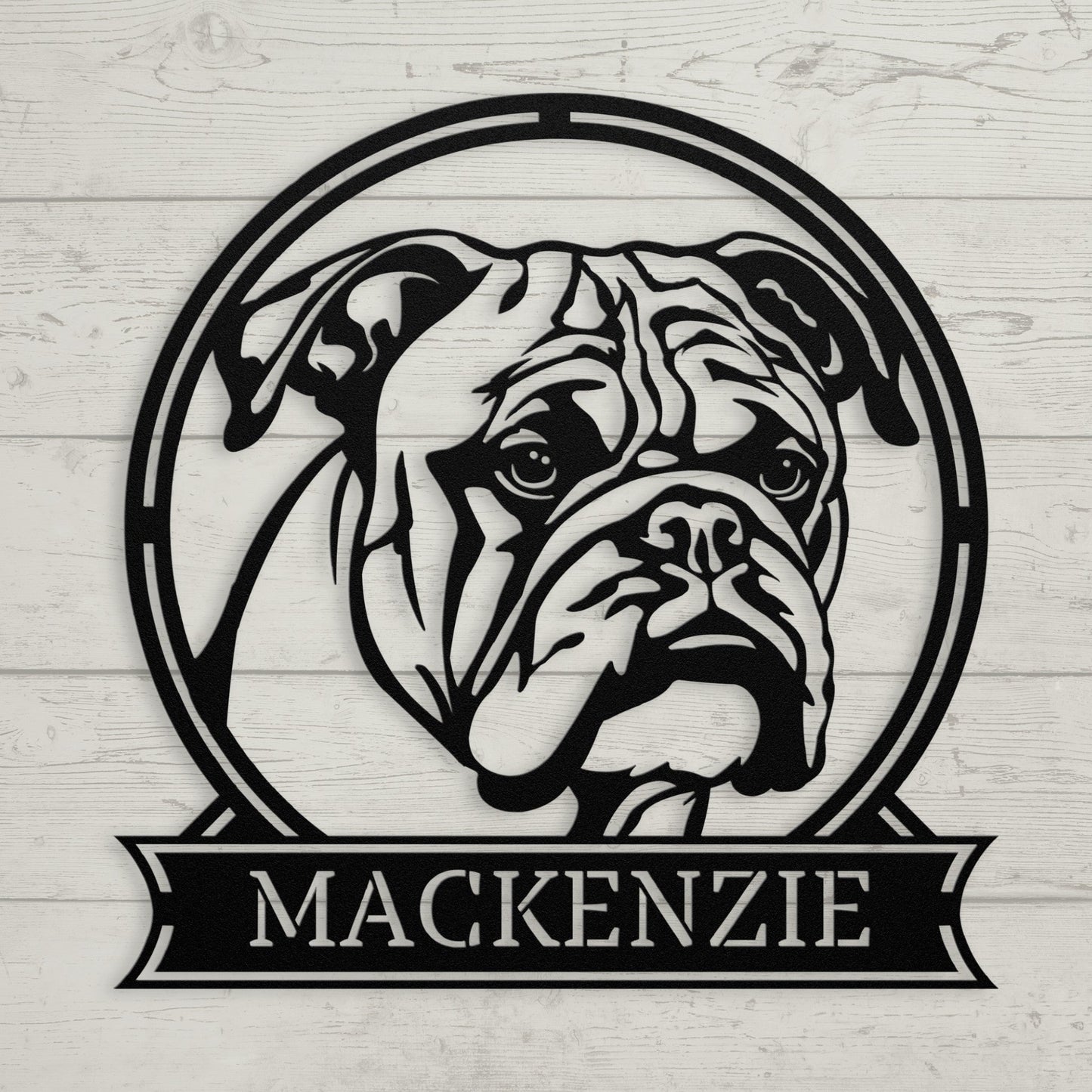 Personalized Majestic Bulldog Metal Name Sign - BullyBellyMetal Sign