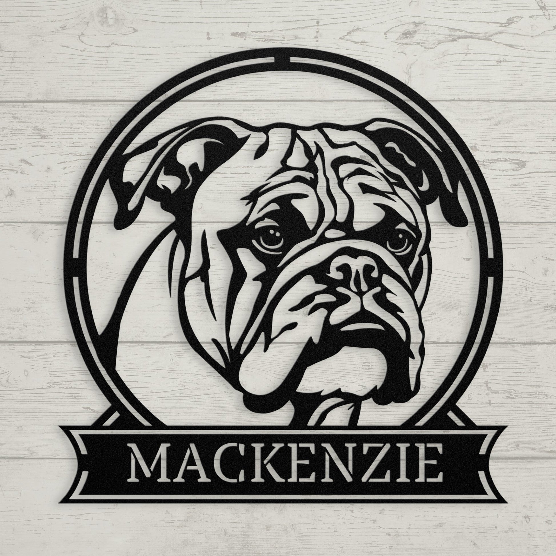 Personalized Majestic Bulldog Metal Name Sign - BullyBellyMetal Sign