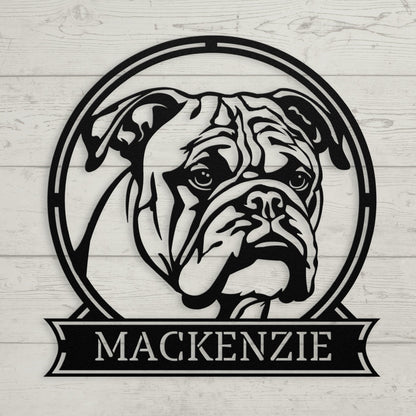 Personalized Majestic Bulldog Metal Name Sign - BullyBellyMetal Sign
