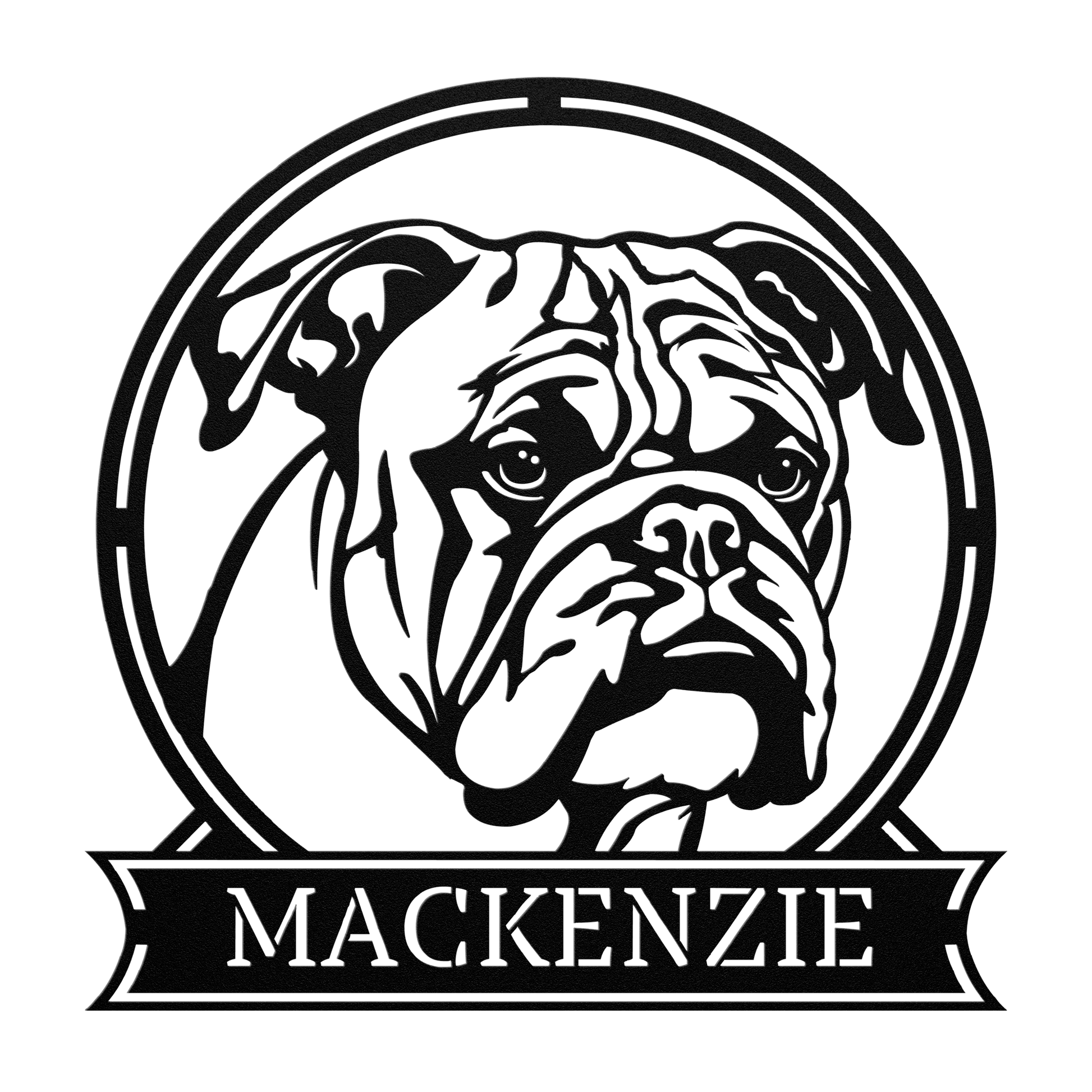 Personalized Majestic Bulldog Metal Name Sign - BullyBellyMetal Sign