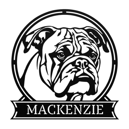 Personalized Majestic Bulldog Metal Name Sign - BullyBellyMetal Sign
