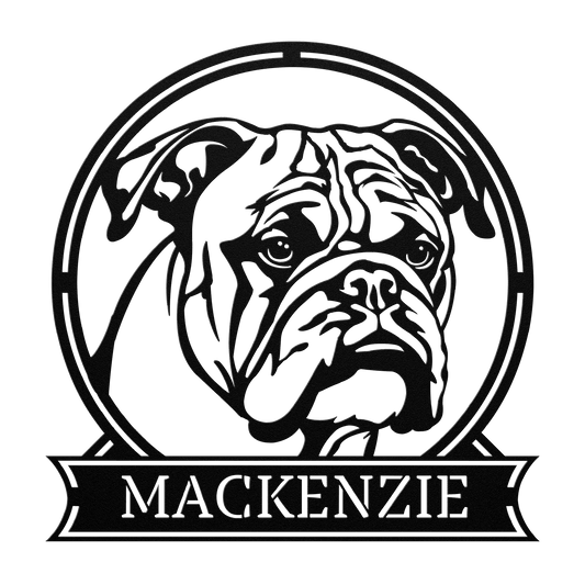 Personalized Majestic Bulldog Metal Name Sign - BullyBellyMetal Sign