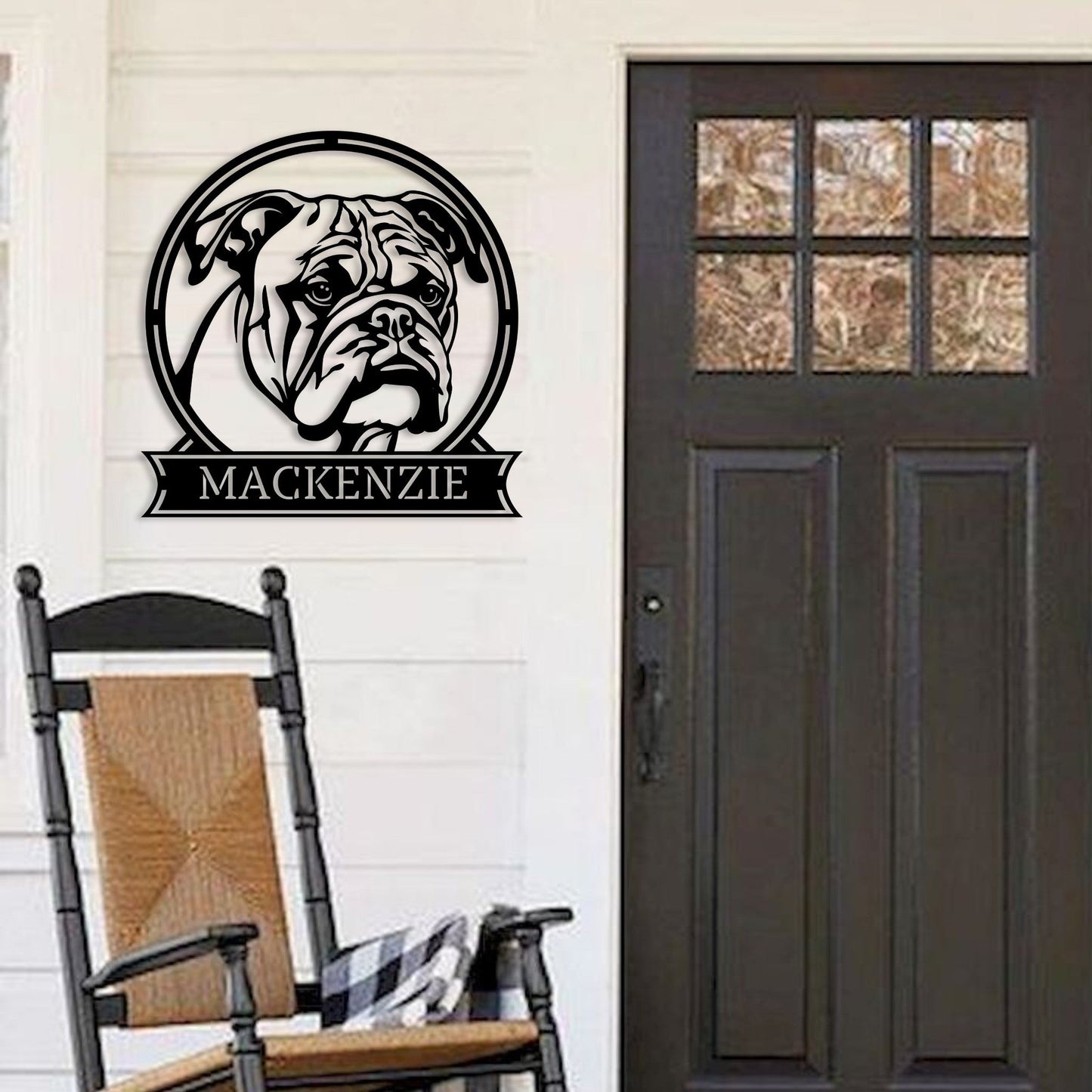 Personalized Majestic Bulldog Metal Name Sign - BullyBellyMetal Sign