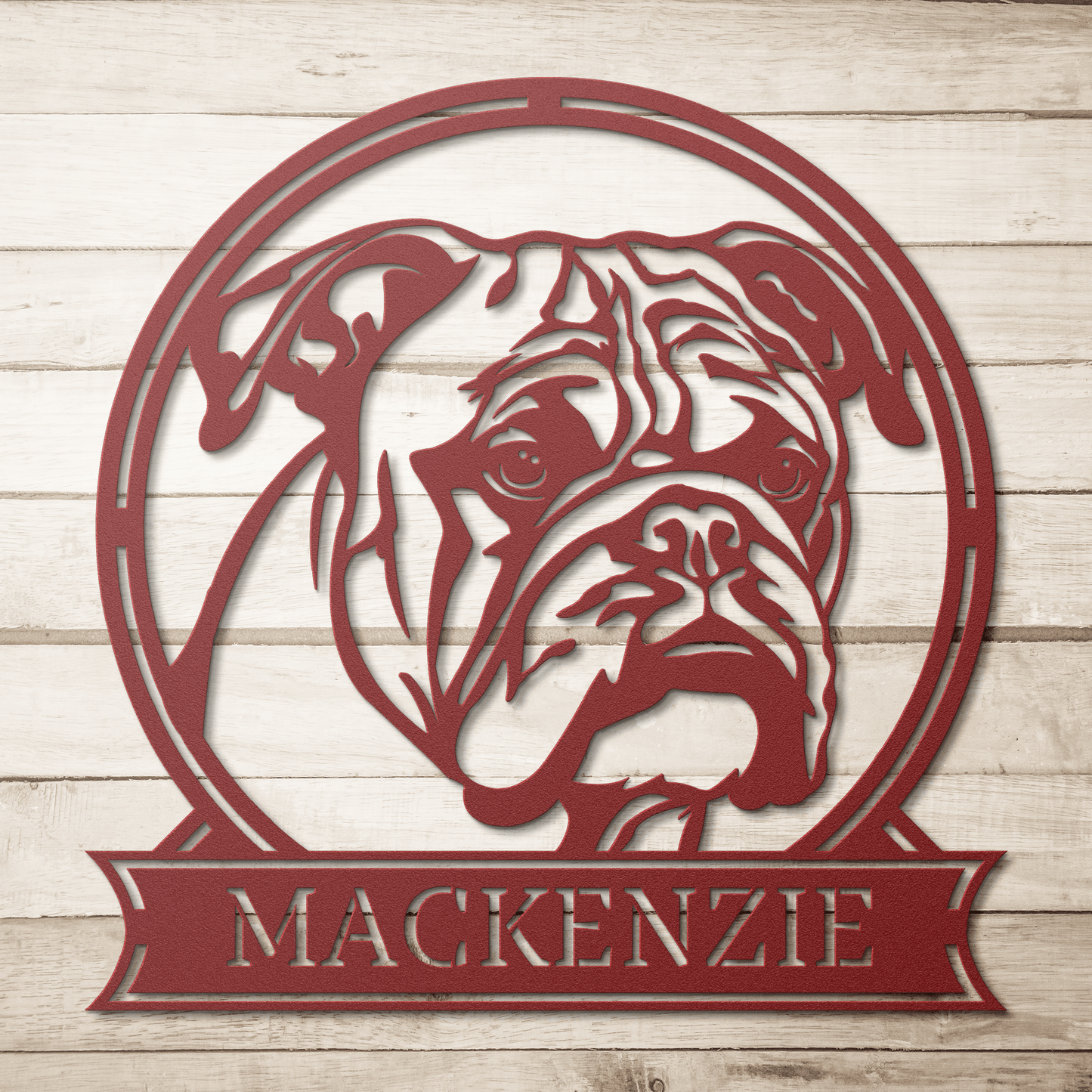 Personalized Majestic Bulldog Metal Name Sign - BullyBellyMetal Sign