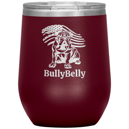 Personalized Patriotic English Bulldog 12oz Insulated Wine Tumbler – Stainless Steel Stemless Cup - BullyBellyTumblers