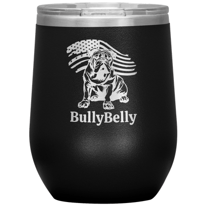 Personalized Patriotic English Bulldog 12oz Insulated Wine Tumbler – Stainless Steel Stemless Cup - BullyBellyTumblers