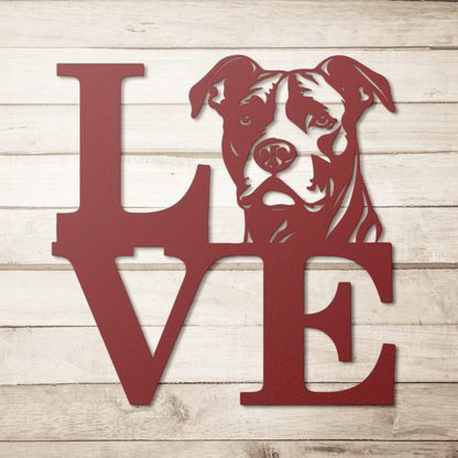 Pitbull Love Metal Wall Sign - BullyBellyMetal Sign