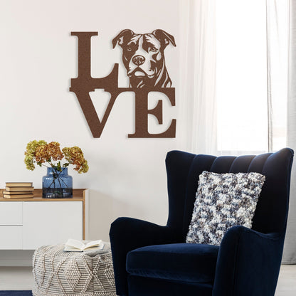 Pitbull Love Metal Wall Sign - BullyBellyMetal Sign