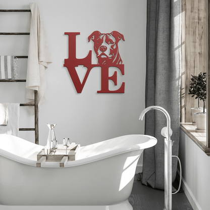Pitbull Love Metal Wall Sign - BullyBellyMetal Sign